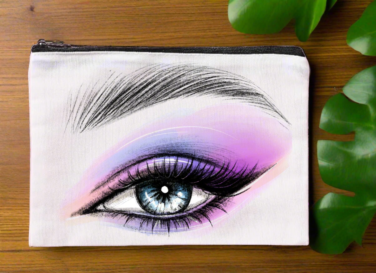 💜 Violet Gaze – Canvas Makeup Bag